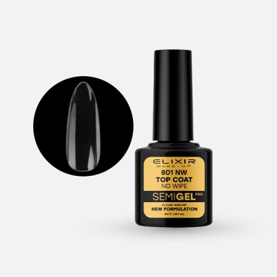 Elixir Semi Gel Ημιμόνιμο Βερνίκι 8ml – #801 (TOP COAT - NO WIPE) NEW!