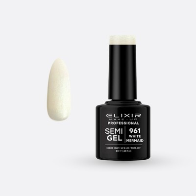 Elixir Semi Gel Ημιμόνιμο Βερνίκι 8ml – #961 (WHITE MERMAID)