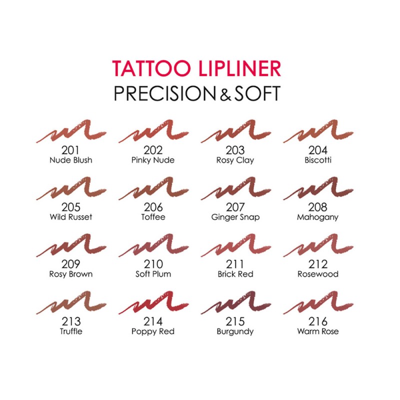 Golden Rose Tattoo Lipliner Precision & Soft - Ανεξίτηλο Μολύβι Χειλιών – #201 NUDE BRUSH