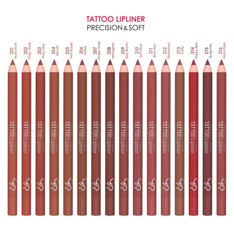 Golden Rose Tattoo Lipliner Precision & Soft - Ανεξίτηλο Μολύβι Χειλιών – #201 NUDE BRUSH