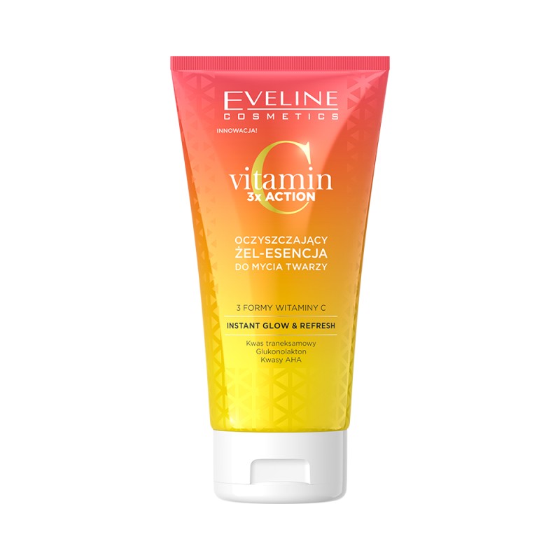 Eveline Cosmetics Vitamin C 3x Action Cleansing Face Wash Gel 150ml – Καθαριστικό Προσώπου με Βιταμίνη C για Ήπια Απολέπιση, Πόρους & Λάμψη