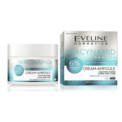 Eveline Cosmetics Niacinamide Therapy Cream-Ampoule 50ml – Κρέμα Προσώπου με Νιασιναμίδη για Ατέλειες, Πόρους & Λιπαρότητα