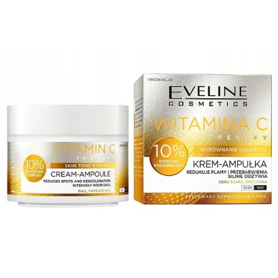 Eveline Cosmetics Vitamin C Therapy Cream-Ampoule 10% Brightening Complex 50ml – Κρέμα Προσώπου με Βιταμίνη C για Λάμψη, Δυσχρωμίες & Ομοιόμορφο Τόνο