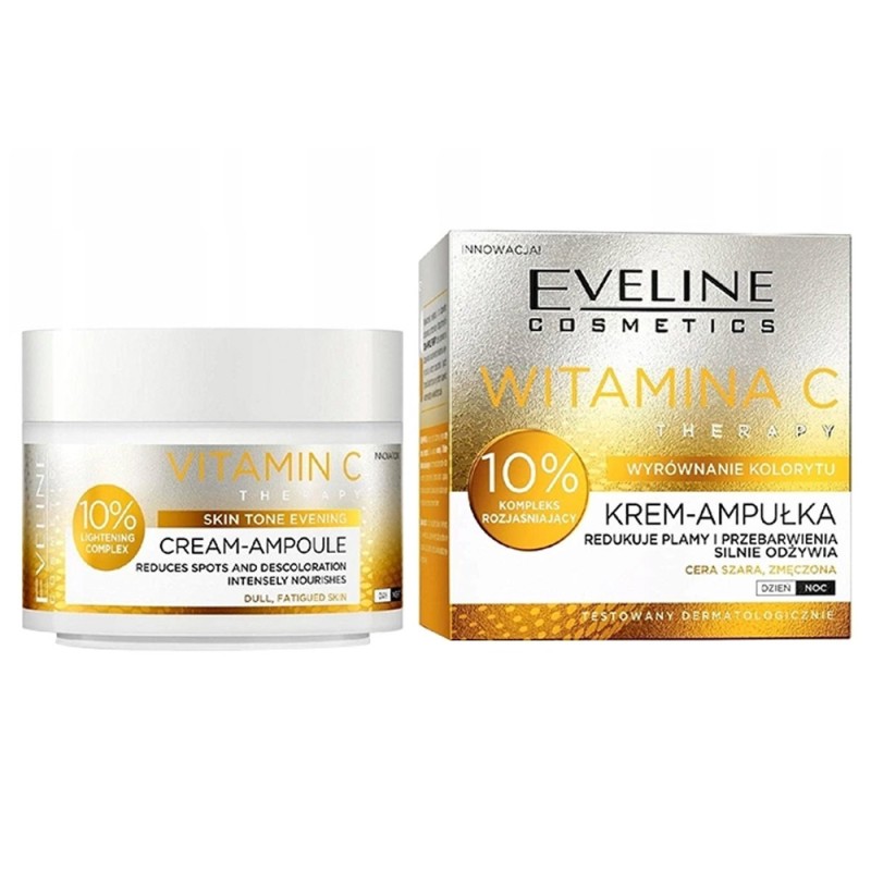 Eveline Cosmetics Vitamin C Therapy Cream-Ampoule 10% Brightening Complex 50ml – Κρέμα Προσώπου με Βιταμίνη C για Λάμψη, Δυσχρωμίες & Ομοιόμορφο Τόνο