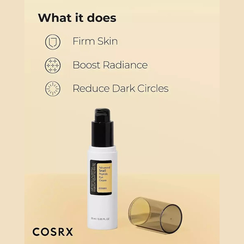 COSRX Advanced Snail Peptide Eye Cream 25ml – Κρέμα Ματιών με 73,6% Έκκριμα Σαλιγκαριού & Πεπτίδια για Μαύρους Κύκλους, Πρήξιμο & Λεπτές Γραμμές