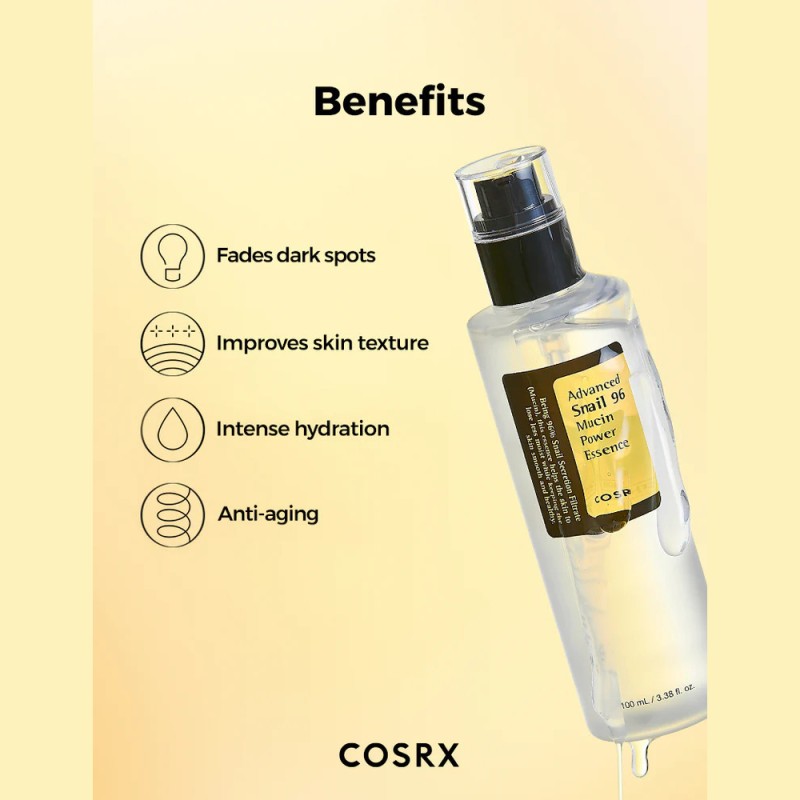 COSRX Advanced Snail 96 Mucin Power Essence 100ml – Essence Προσώπου με 96,3% Έκκριμα Σαλιγκαριού για Ενυδάτωση, Λάμψη & Ενίσχυση Φραγμού