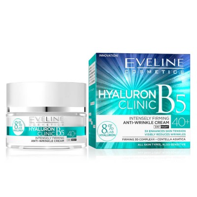 Eveline Cosmetics Hyaluron Clinic B5 Intensely Firming Anti-Wrinkle Cream 40+ 50ml – Κρέμα Προσώπου για Σύσφιξη, Ρυτίδες & Ενυδάτωση