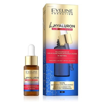 Eveline Cosmetics Bio Hyaluron 3X Retinol System Multi Repair Intensely Anti-Wrinkle Serum 18ml – Αντιγηραντικός Ορός Προσώπου με 3 Μορφές Ρετινόλης για Ρυτίδες, Σύσφιξη & Ομοιόμορφο Τόνο