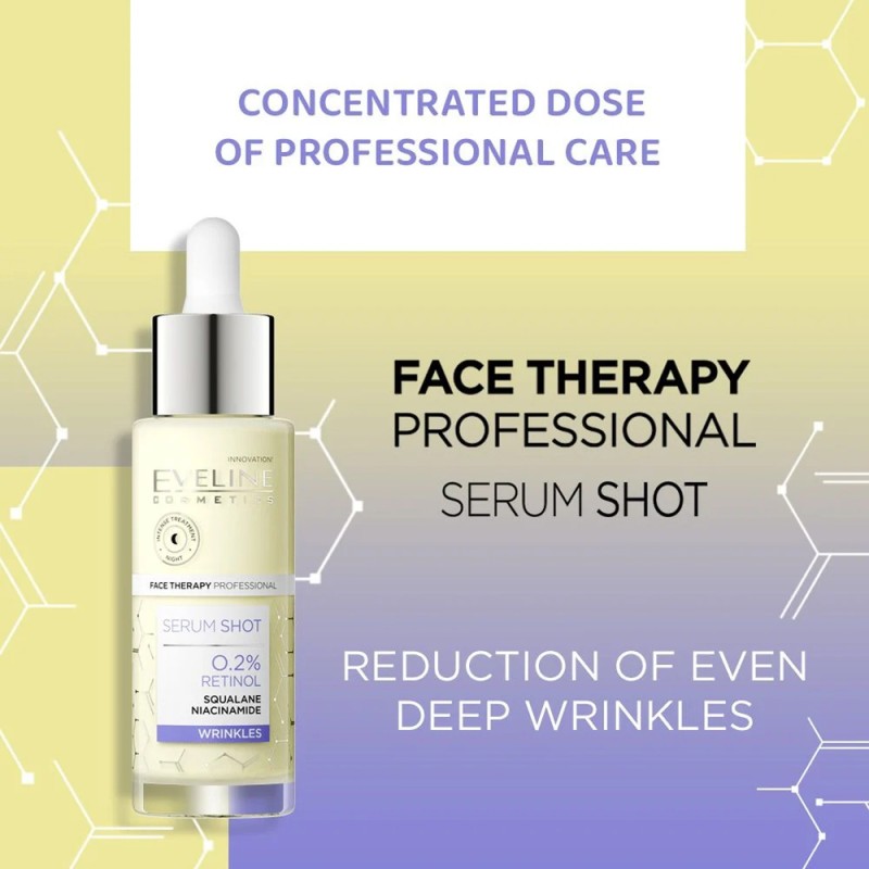 Eveline Cosmetics Face Therapy Professional Serum Shot 0.2% Retinol Treatment 30ml – Αντιγηραντικός Ορός Προσώπου για Ρυτίδες, Σύσφιξη & Ομοιόμορφο Τόνο