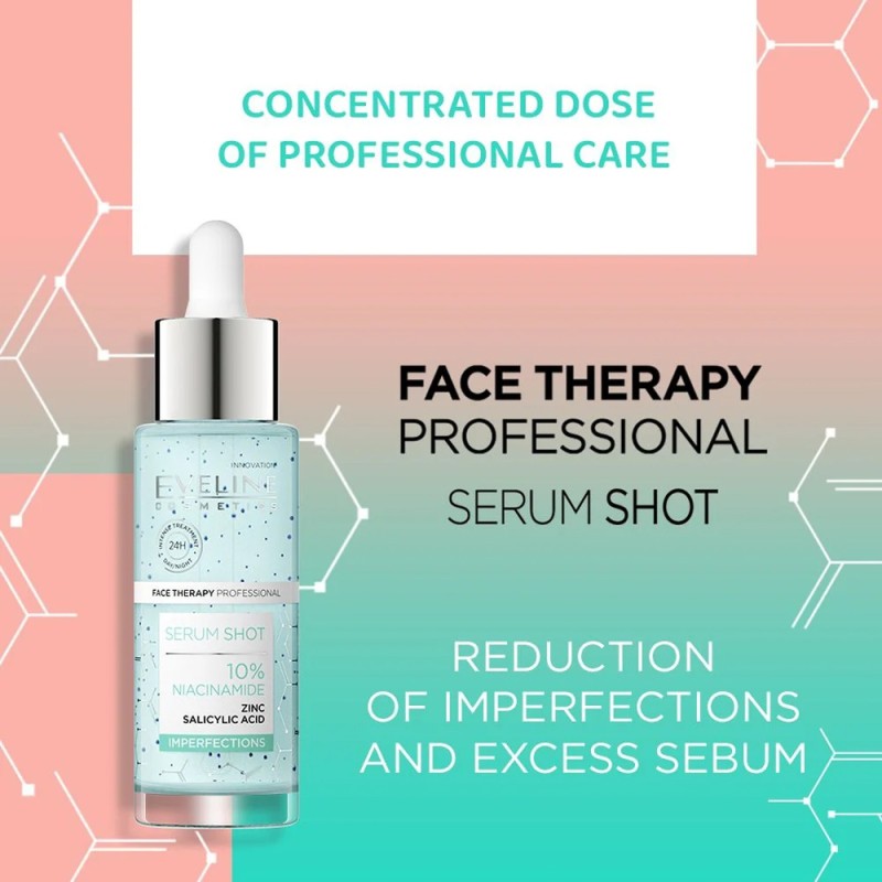 Eveline Cosmetics Face Therapy Professional Serum Shot 10% Niacinamide Treatment 30ml – Ορός Προσώπου για Λιπαρότητα, Πόρους & Ατέλειες