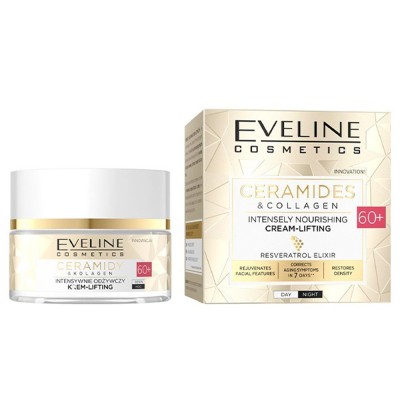 Eveline Cosmetics Ceramides & Collagen Intensively Nourishing Lifting Cream Day & Night 60+ 50ml – Κρέμα Προσώπου με Ceramides & Κολλαγόνο για Θρέψη, Σύσφιξη & Αντιρυτιδική Φροντίδα