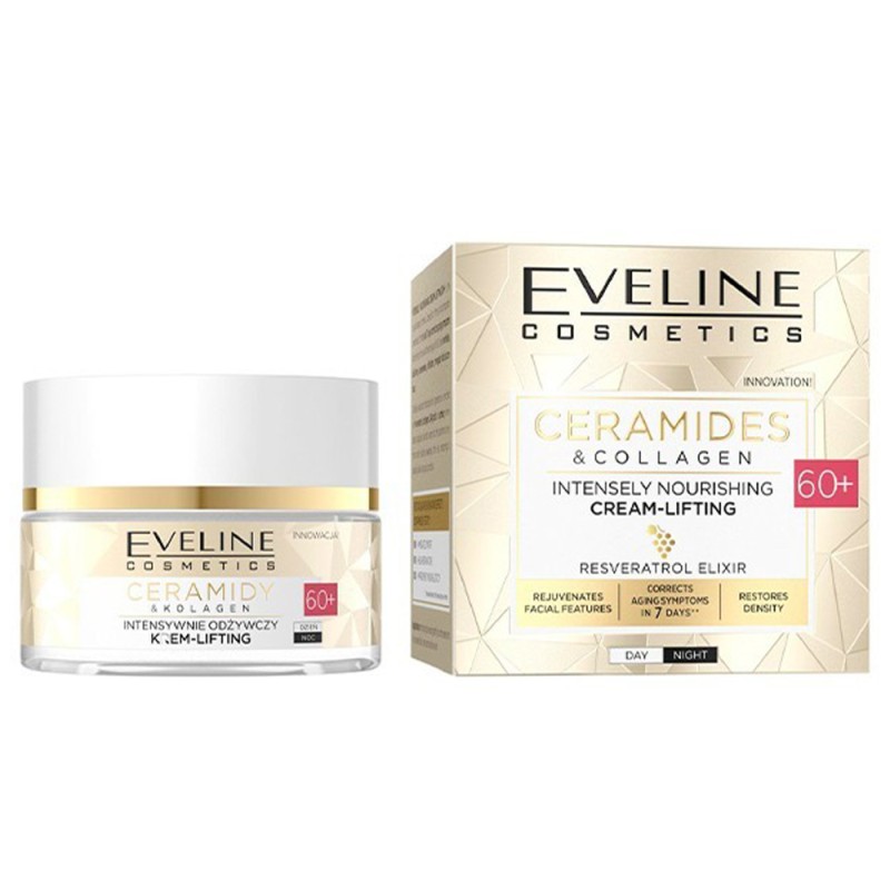 Eveline Cosmetics Ceramides & Collagen Intensively Nourishing Lifting Cream Day & Night 60+ 50ml – Κρέμα Προσώπου με Ceramides & Κολλαγόνο για Θρέψη, Σύσφιξη & Αντιρυτιδική Φροντίδα