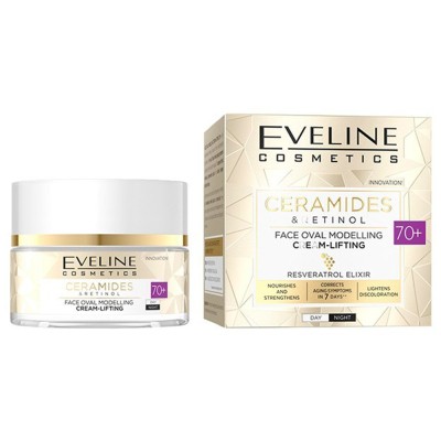 Eveline Cosmetics Ceramides & Retinol Face Oval Modeling Lifting Cream Day & Night 70+ 50ml – Κρέμα Προσώπου με Ceramides & Ρετινόλη για Σύσφιξη, Ρυτίδες & Ελαστικότητα