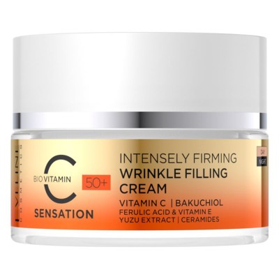 Eveline Cosmetics C Sensation 50+ Intensively Firming Wrinkle-Filling Cream 50ml – Κρέμα Προσώπου με Βιταμίνη C για Σύσφιξη, Ρυτίδες & Λάμψη