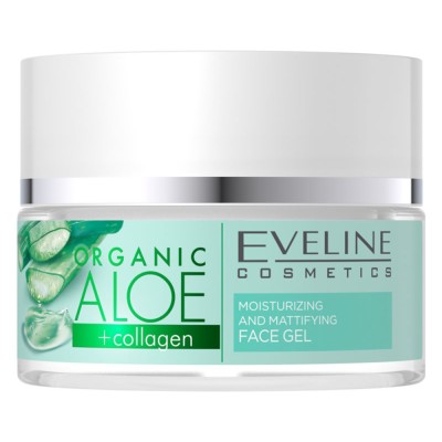 Eveline Cosmetics Organic Aloe+Collagen Moisturizing and Soothing Face Cream-Gel 50ml – Κρέμα-Gel Προσώπου με Αλόη & Φυτικό Κολλαγόνο για Ενυδάτωση, Καταπράυνση & Προστασία